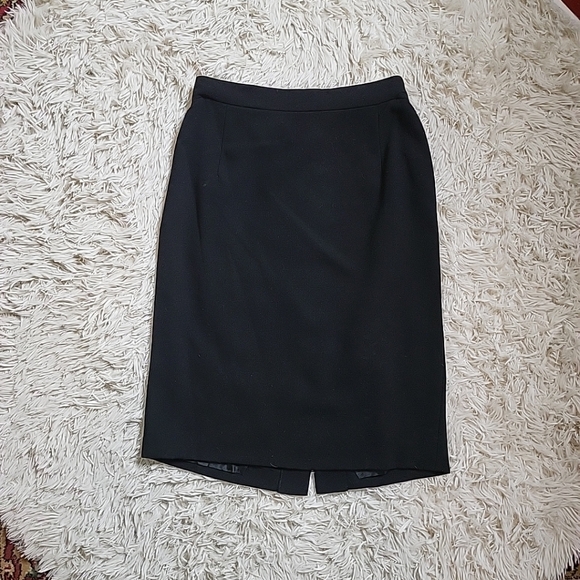 Vintage Mondi Gala Pure New Wool Black Lined Pencil Skirt - 40 - Picture 1 of 16